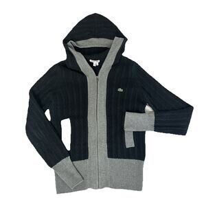 Lacoste Men’s zip-up hooded cardigan Grey Black Eu 40 US S